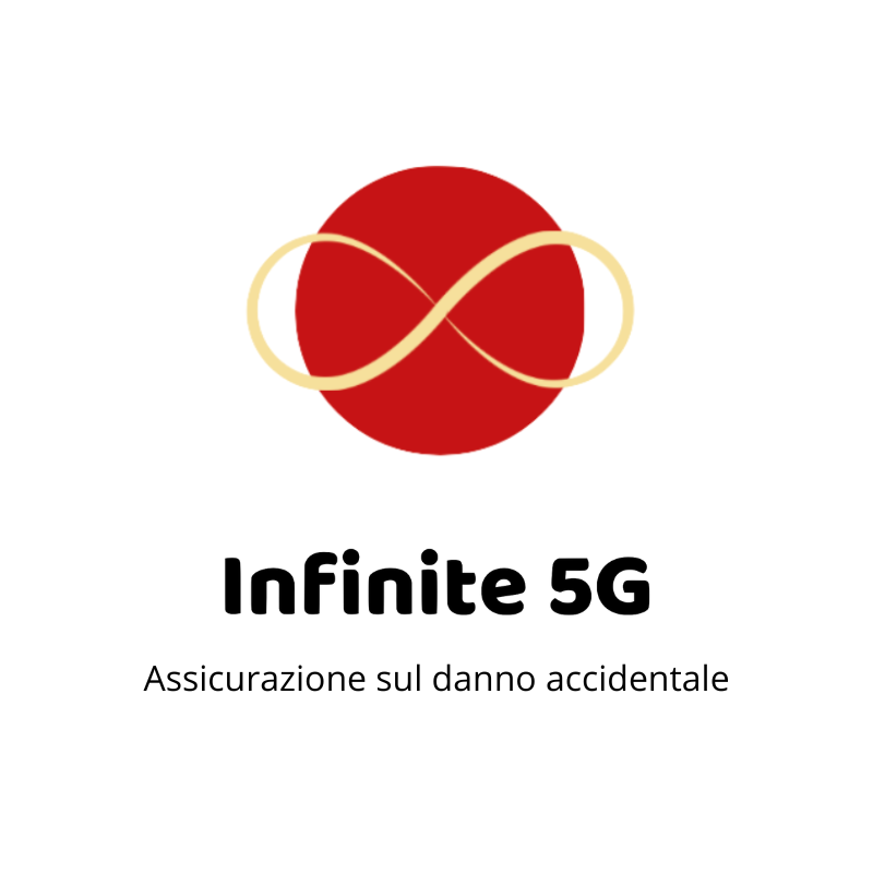 Logo Infinite 5G con scritta “Assicurazione sul danno accidentale” su sfondo bianco
